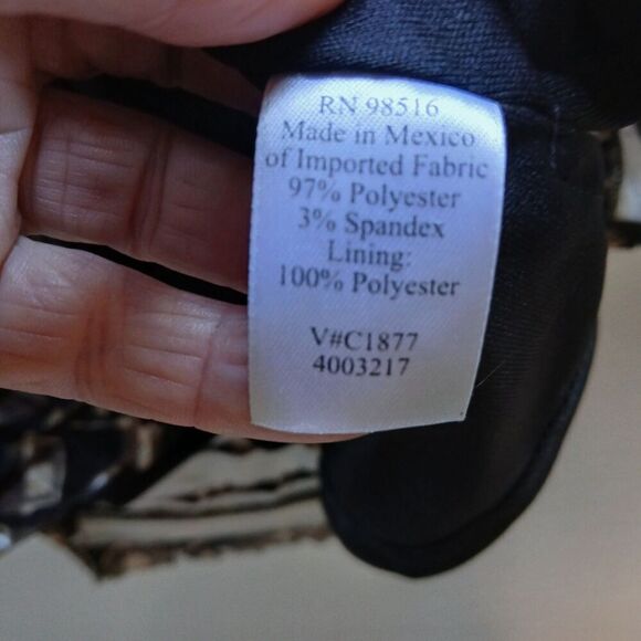 Coldwater Creek Size Med Ruffle Long Sleeve Blouse Black & brown. - Picture 4 of 5